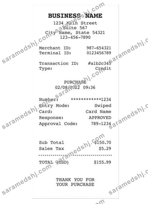 BUSINESS COMPANY receipt version 2